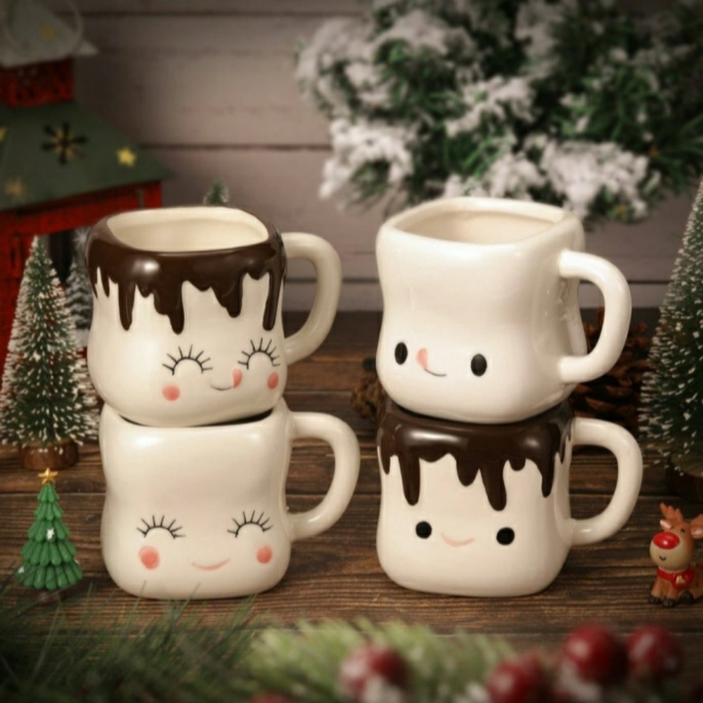 Marshmallow mugs with handles